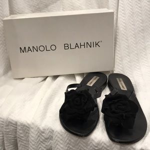 Manolo Blahnik Patricia Rose Back Sandals